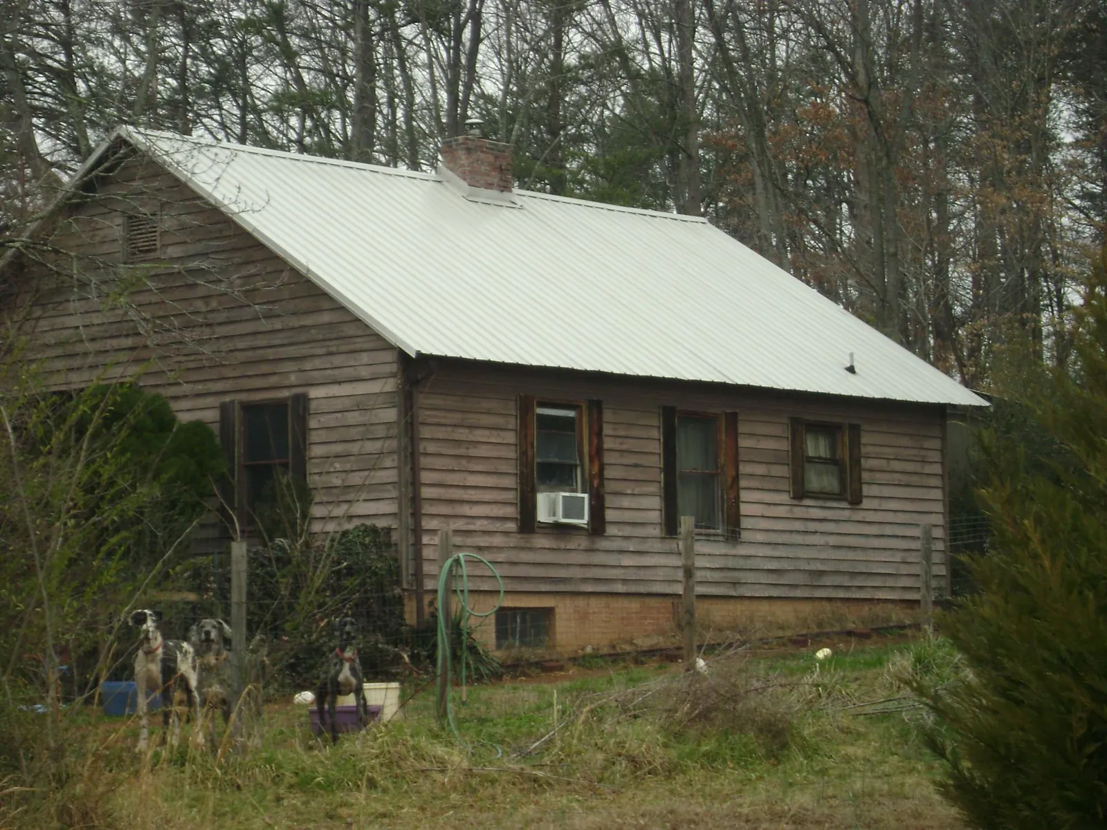 White metal roof on an old wood sided farmhouse, from a Metal Roof Installation job in Norwell